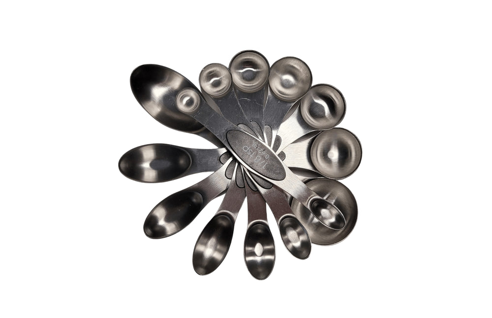 Magnetic Measuring Spoons - Set of 8, Dual Sided, Stainless Steel, Black Sweetz Bkry By Jess