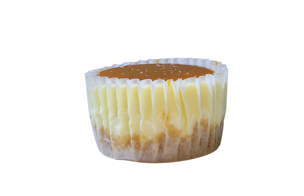 New York-Style Cheesecake Cupcakes Topped with Salted Caramel Sweetz Bkry By Jess