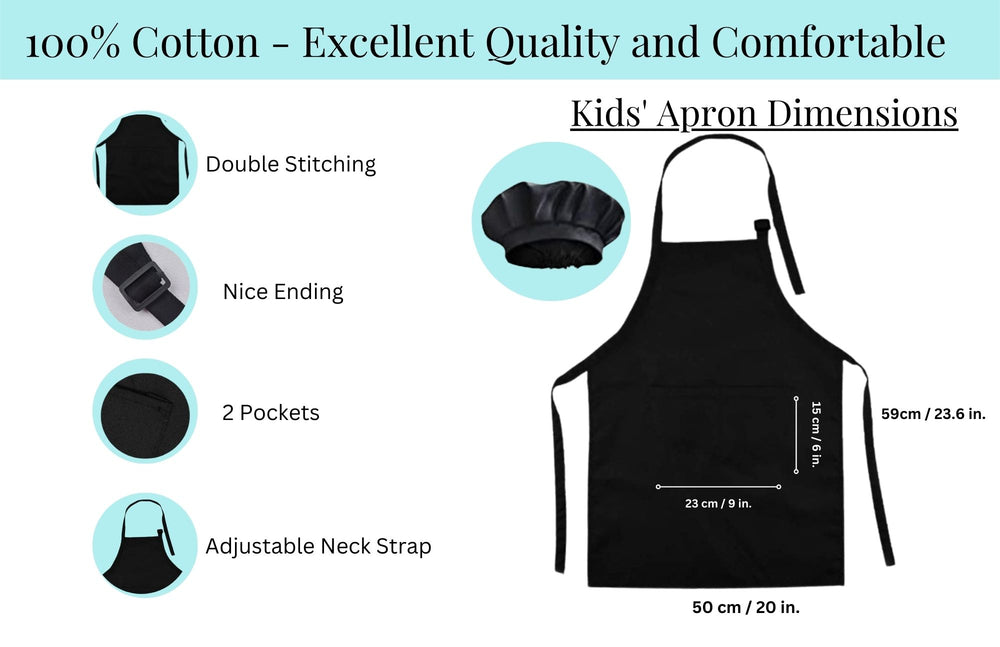 100% Cotton Adult and Child Apron & Hat Set, Unisex - Multiple Use Apron - Excellent Coverage Sweetz Bkry By Jess