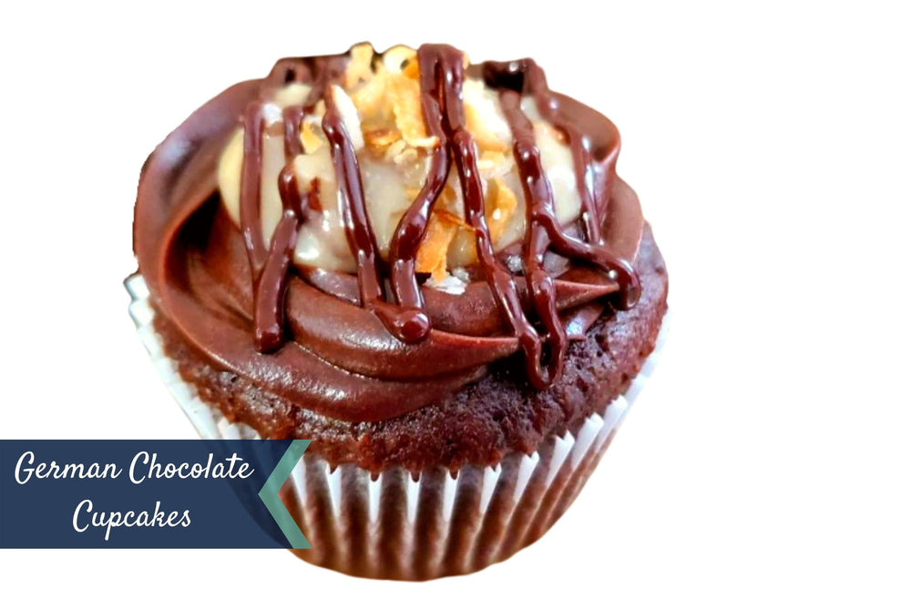 
            
                Load image into Gallery viewer, German Chocolate Cupcakes with Coconut Pecan &amp;amp; Chocolate Ganache Sweetz Bkry
            
        